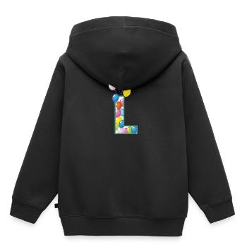 Lettre L ballons - Sweat Premium à capuche enfant bio - noir - Dos - AI Model Kid Male (0cm)
