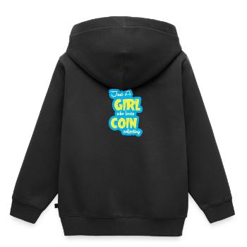 Collectionneur de pièces de monnaie - Sweat Premium à capuche enfant bio - noir - Dos - AI Model Kid Male (0cm)