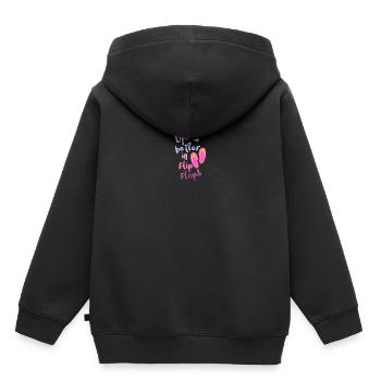 La vie est meilleure dans les tongs - Sweat Premium à capuche enfant bio - noir - Dos - AI Model Kid Male (0cm)