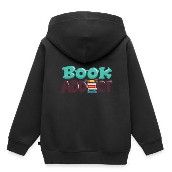 Book Addict - Kids Premium Organic Hoodie - black - Back - AI Model Kid Male (0cm)