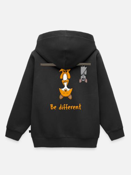 Fuchs Fledermäuse Be Different Tierliebhaber - Kinder Premium Organic Hoodie - Schwarz