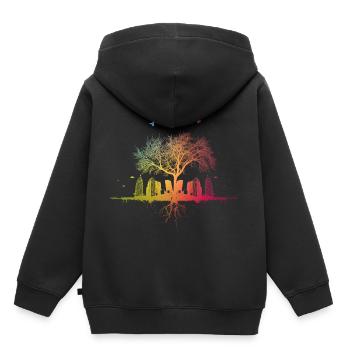 Colorful nature city tree skyscraper bird roots house - Kids Premium Organic Hoodie - black - Back - AI Model Kid Male (0cm)