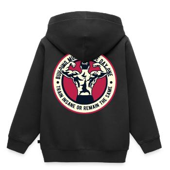 Muskelaufbau Fitness Lifestyle Sport Bodybuilder - Kinder Premium Organic Hoodie - Schwarz - Hinten - AI Model Kid Male (0cm)