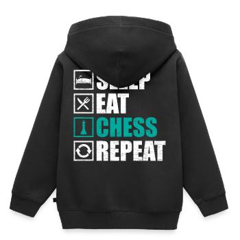 Schach - Kinder Premium Organic Hoodie - Schwarz - Hinten - AI Model Kid Male (0cm)