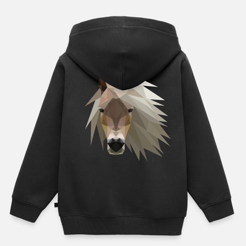 Cheval poney - Sweat Premium à capuche enfant bio - noir