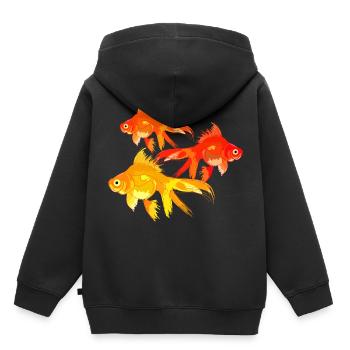 Bassin de poisson rouge coloré - Sweat Premium à capuche enfant bio - noir - Dos - AI Model Kid Male (0cm)