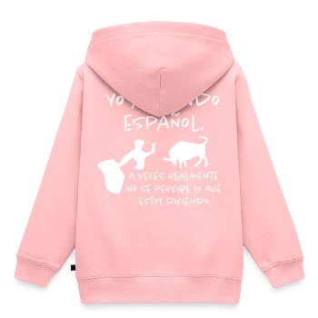 J'apprends l'espagnol - Sweat Premium à capuche enfant bio - rose - Dos - AI Model Kid Female (0cm)