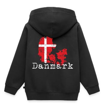 Dänemark - Kinder Premium Organic Hoodie - Schwarz - Hinten - AI Model Kid Male (0cm)