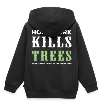 devoirs - Sweat Premium à capuche enfant bio - noir - Dos - AI Model Kid Male (0cm)