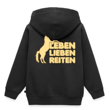 Pferd Bild Pferdekutsche Pferdedecke Pferdemist - Kinder Premium Organic Hoodie - Schwarz - Hinten - AI Model Kid Male (0cm)