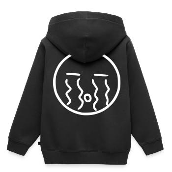 Emoji weinen Skizze weiß - Kinder Premium Organic Hoodie - Schwarz - Hinten - AI Model Kid Male (0cm)