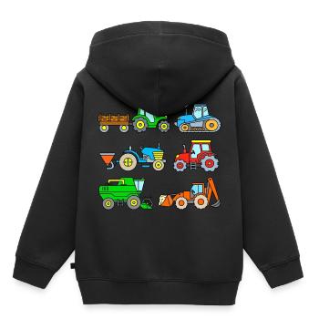 Roter Traktor Mähdrescher Bagger Trecker Bauernhof - Kinder Premium Organic Hoodie - Schwarz - Hinten - AI Model Kid Male (0cm)