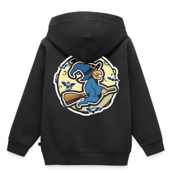 Sorcière au balai de sorcière Halloween - Sweat Premium à capuche enfant bio - noir - Dos - AI Model Kid Male (0cm)