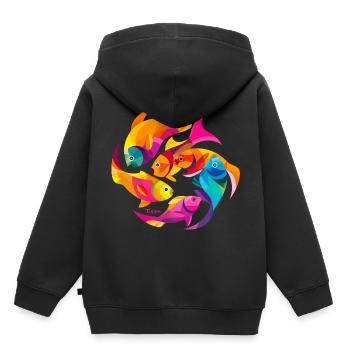 Tropische Farben - Kinder Premium Organic Hoodie - Schwarz - Hinten - AI Model Kid Male (0cm)