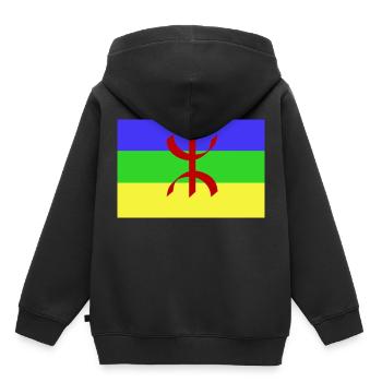Drapeau flag Amazigh t-shirt - Sweat Premium à capuche enfant bio - noir - Dos - AI Model Kid Male (0cm)