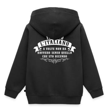 learn Italian - Kids Premium Organic Hoodie - black - Back - AI Model Kid Male (0cm)