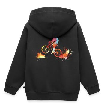 Mountainbike Fahrer - Kinder Premium Organic Hoodie - Schwarz - Hinten - AI Model Kid Male (0cm)