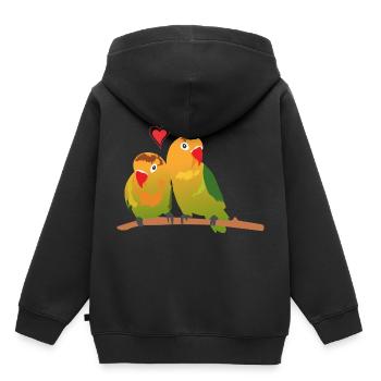 Inséparables sur une branche - Sweat Premium à capuche enfant bio - noir - Dos - AI Model Kid Male (0cm)