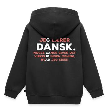 Learn Danish - Kids Premium Organic Hoodie - black - Back - AI Model Kid Male (0cm)