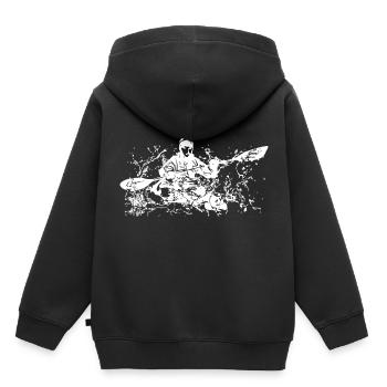 Kayak en eaux vives - Sweat Premium à capuche enfant bio - noir - Dos - AI Model Kid Male (0cm)