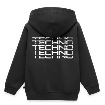 Techno - Kinder Premium Organic Hoodie - Schwarz - Hinten - AI Model Kid Male (0cm)