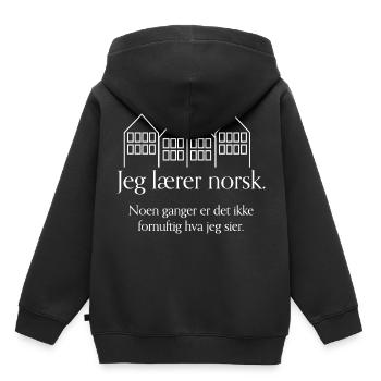 Ich lerne Norwegisch - Kinder Premium Organic Hoodie - Schwarz - Hinten - AI Model Kid Male (0cm)