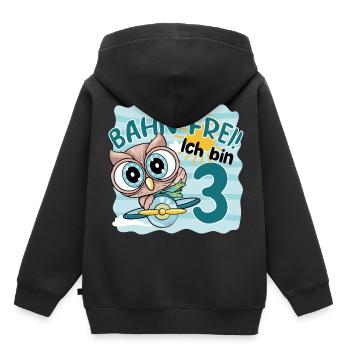 3.GEBURTSTAG KINDER EULE KINDERGEBURTSTAG - Kinder Premium Organic Hoodie - Schwarz - Hinten - AI Model Kid Male (0cm)