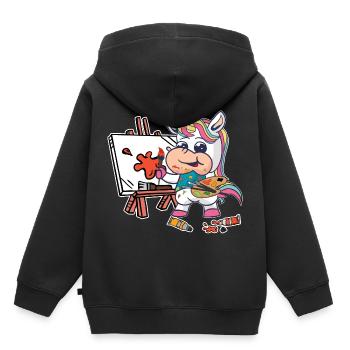 Unicorn Painting Season Colors - Kids Premium Organic Hoodie - black - Back - AI Model Kid Male (0cm)