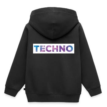 Techno - Kinder Premium Organic Hoodie - Schwarz - Hinten - AI Model Kid Male (0cm)