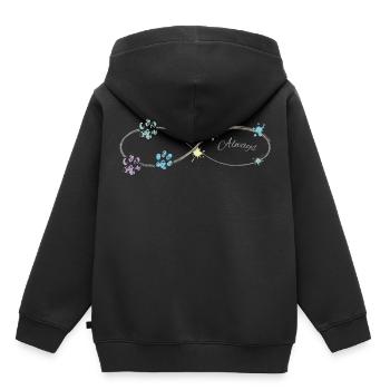 Pattes de chien d'amour animal - Sweat Premium à capuche enfant bio - noir - Dos - AI Model Kid Male (0cm)