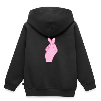 Finger Heart Korean Pop Music Hand Symbol - Kinder Premium Organic Hoodie - Schwarz - Hinten - AI Model Kid Male (0cm)