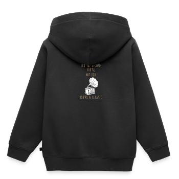 Vinyl - Kinder Premium Organic Hoodie - Schwarz - Hinten - AI Model Kid Male (0cm)