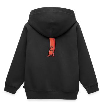 Saucisse qui fait un support à main - Sweat Premium à capuche enfant bio - noir - Dos - AI Model Kid Male (0cm)