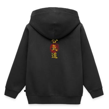 Kanji aikido vergoldet - Kinder Premium Organic Hoodie - Schwarz - Hinten - AI Model Kid Male (0cm)