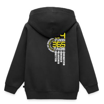 Feuerwehr - 24 Tage 365 Stunden - Kinder Premium Organic Hoodie - Schwarz - Hinten - AI Model Kid Male (0cm)