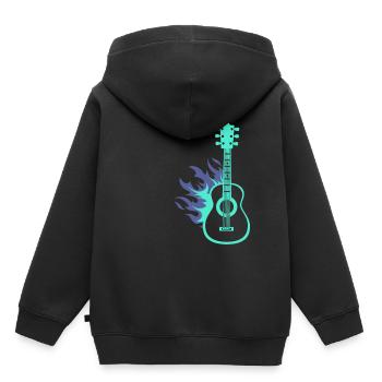 Gitarre - Kinder Premium Organic Hoodie - Schwarz - Hinten - AI Model Kid Male (0cm)