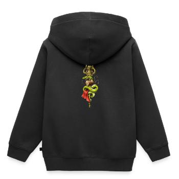 Seigneur hindou Shiva Trident - Sweat Premium à capuche enfant bio - noir - Dos - AI Model Kid Male (0cm)