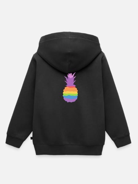 Ananas Regenbogen - Kinder Premium Organic Hoodie - Schwarz