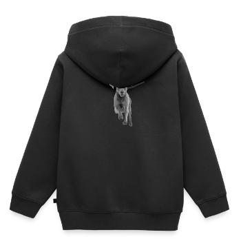 Hund Weimaraner springend - Kinder Premium Organic Hoodie - Schwarz - Hinten - AI Model Kid Male (0cm)