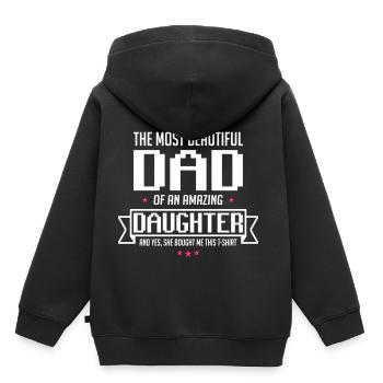 Le jour de beau père Fille - fête des pères - Sweat Premium à capuche enfant bio - noir - Dos - AI Model Kid Male (0cm)