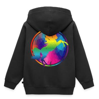 Cadeau géo coloré de l'arc-en-ciel de la Licorne colorée - Sweat Premium à capuche enfant bio - noir - Dos - AI Model Kid Male (0cm)
