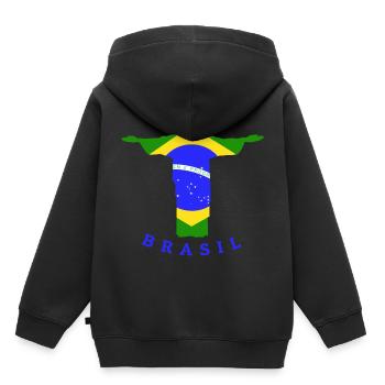 Statue de drapeau du Brésil - Sweat Premium à capuche enfant bio - noir - Dos - AI Model Kid Male (0cm)