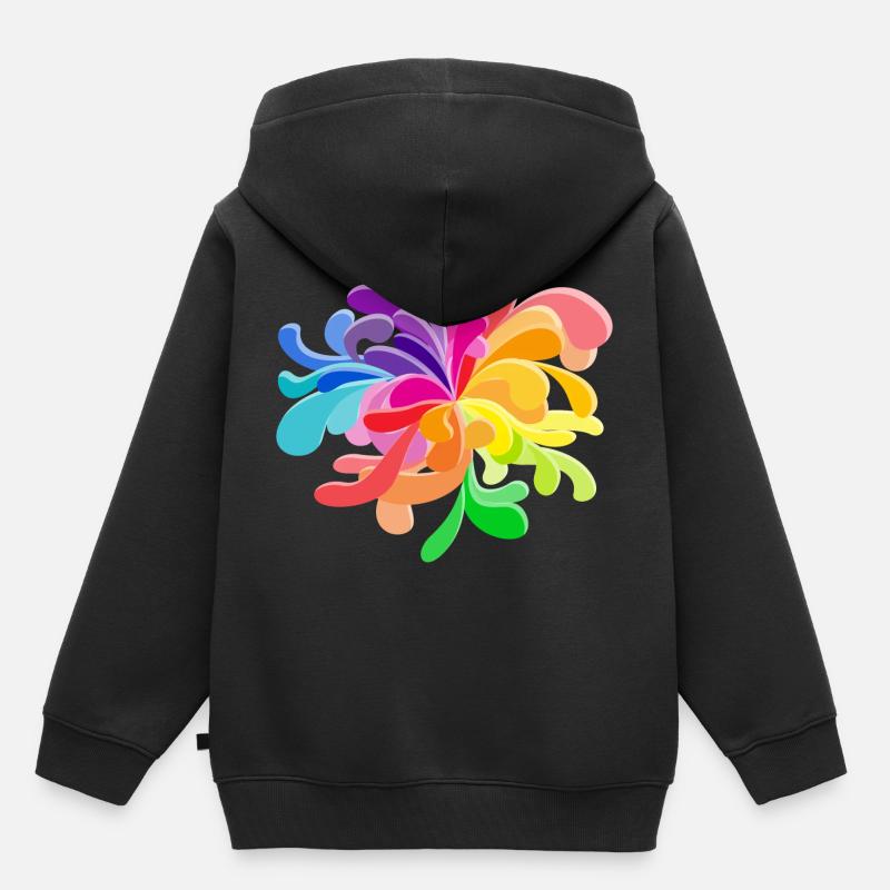 Taches de couleur pulvérisateur couleur éclaboussures taches de couleur - Sweat Premium à capuche enfant bio - noir