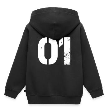 Maillot numéro 01 - Sweat Premium à capuche enfant bio - noir - Dos - AI Model Kid Male (0cm)