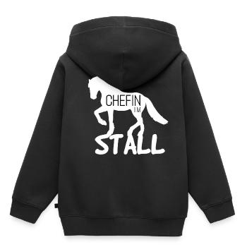 chefin stall Pferd reitverein Reiterhof - Kinder Premium Organic Hoodie - Schwarz - Hinten - AI Model Kid Male (0cm)