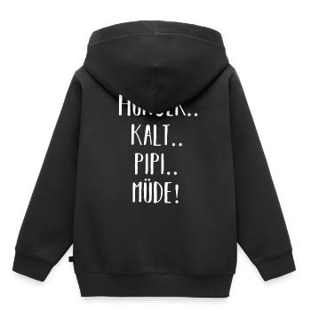 Hunger Müde Pipi Kalt - Kinder Premium Organic Hoodie - Schwarz - Hinten - AI Model Kid Male (0cm)