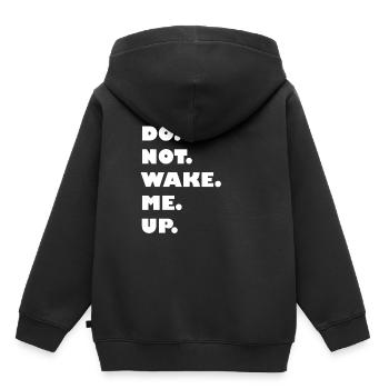 WECKE MICH NICHT AUF - Kinder Premium Organic Hoodie - Schwarz - Hinten - AI Model Kid Male (0cm)