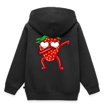Drôle de fraise avec des lunettes de soleil posant - Sweat Premium à capuche enfant bio - noir - Dos - AI Model Kid Male (0cm)