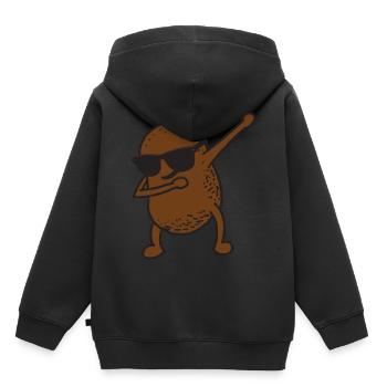 Pomme de terre drôle avec des lunettes de soleil posant en tamponnant - Sweat Premium à capuche enfant bio - noir - Dos - AI Model Kid Male (0cm)