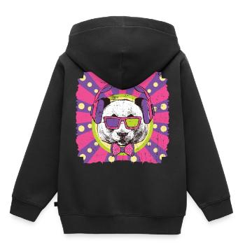 Panda funky - Sweat Premium à capuche enfant bio - noir - Dos - AI Model Kid Male (0cm)